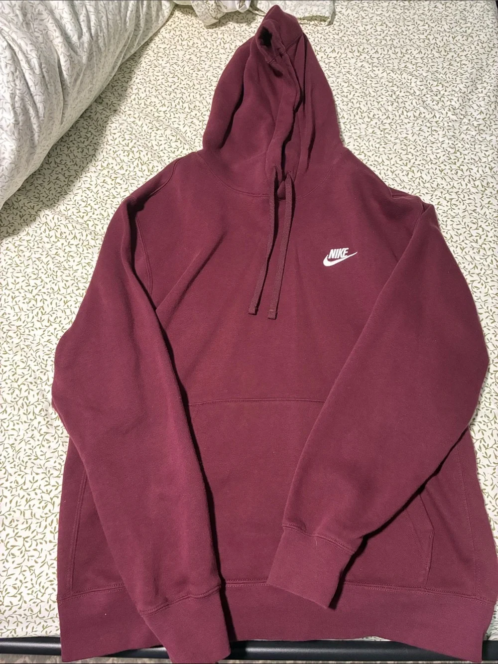 Nike Burgundy Hoodie with White Swoosh
